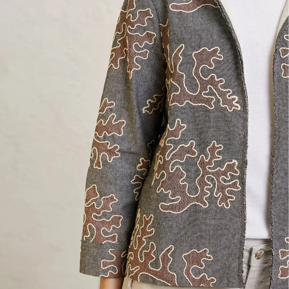 Embroidered Crew Neck Jacket - Picture 6 of 13